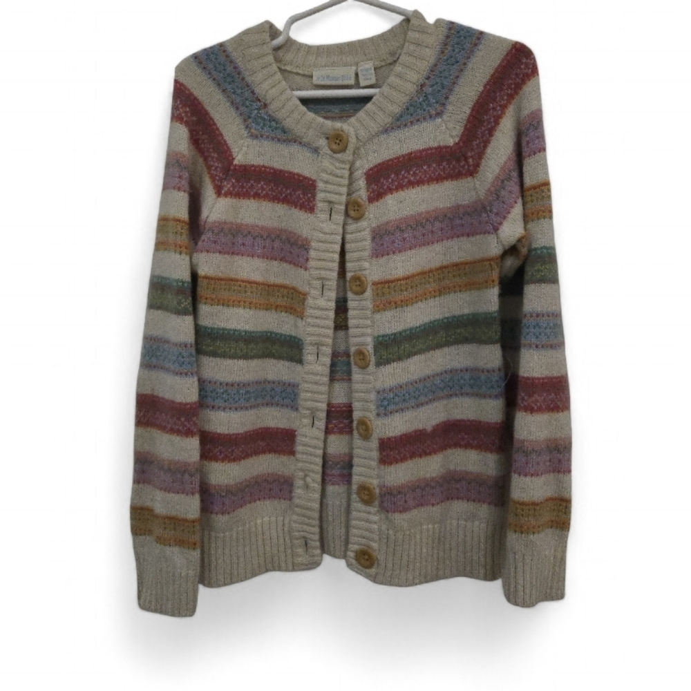 JoJo Maman Bebe Multi-Color Striped Button-Up Cardigan, Little Girl Size 5-6 EUC